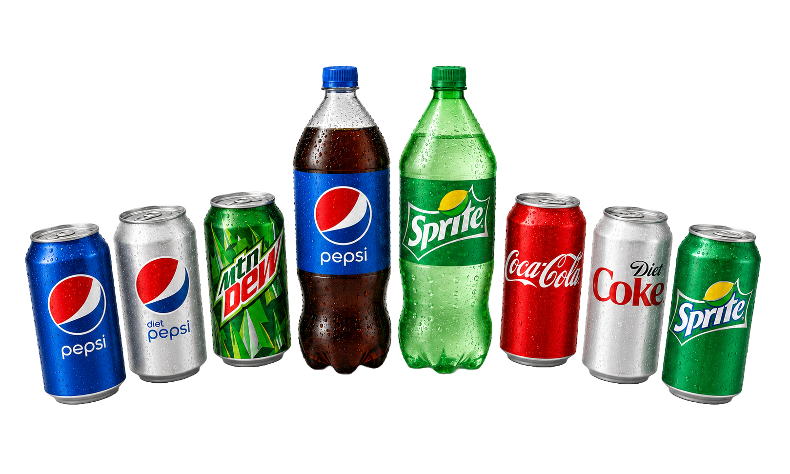 Assorted soft drinks